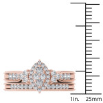 Rose Gold Marquise Diamond Halo Engagement Ring Set with 1/2ct Total Diamond Weight by Yaffie.