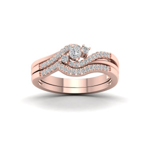 Rose Gold 1/3ct TDW Diamond Bypass Bridal Set - Custom Made By Yaffie™