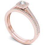 Astonishing Yaffie Rose Gold Engagement Ring with Diamond Halo and Single Band, 1/3ct TDW.