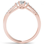 Rose Gold Three-Stone Anniversary Ring with 1/3ct TDW Diamonds by Yaffie