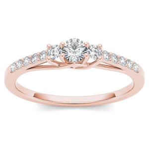 Rose Gold Three-Stone Anniversary Ring with 1/3ct TDW Diamonds by Yaffie