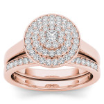 Rose Gold Cluster Halo Bridal Set with 1/4ct TDW by Yaffie