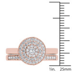 Rose Gold Cluster Halo Bridal Set with 1/4ct TDW by Yaffie