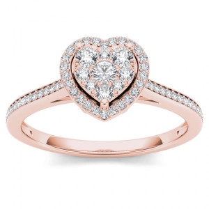 Dazzling Yaffie Halo Diamond Engagement Ring in Rose Gold with 1/4ct.