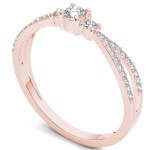 Rose Gold Three-Stone Anniversary Ring with 1/4ct TDW Diamond by Yaffie