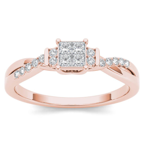 An Exquisite Yaffie Rose Gold Ring with Three Magnificent Diamonds Totaling 1/4ct TDW - Perfect for Your Engagement!