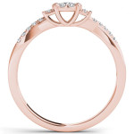 An Exquisite Yaffie Rose Gold Ring with Three Magnificent Diamonds Totaling 1/4ct TDW - Perfect for Your Engagement!