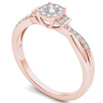 Rose Gold Diamond Three-Stone Engagement Ring with 1/4ct TDW by Yaffie