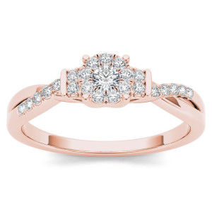 Rose Gold Diamond Three-Stone Engagement Ring with 1/4ct TDW by Yaffie