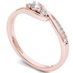 Rose Gold Diamond Bypass Engagement Ring with 1/5ct TDW Cluster