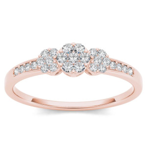 Sparkling Yaffie Rose Gold Engagement Ring with 1/5ct of Dazzling Diamond Clusters.