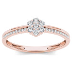 Rose Gold Diamond Cluster Ring by Yaffie, featuring 1/5ct Total Diamond Weight for a fashionable touch.