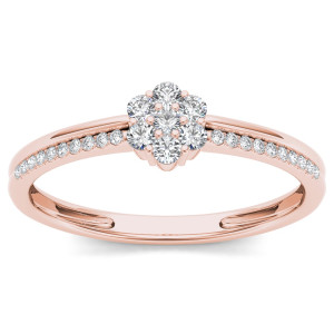 Rose Gold Cluster Ring with 1/5ct TDW of Sparkling Diamonds by Yaffie