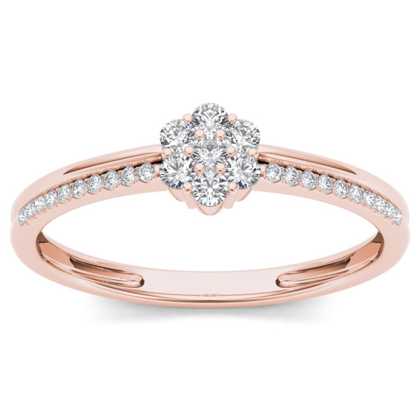 Rose Gold Cluster Ring with 1/5ct TDW of Sparkling Diamonds by Yaffie