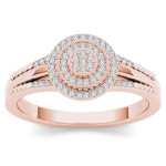Enchanting Yaffie Halo Diamond Engagement Ring in Rose Gold with 1/6ct TDW