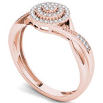 Sparkling Yaffie Rose Gold Diamond Halo Engagement Ring (1/6ct TDW)