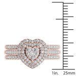 Rose Gold Heart Cluster Bridal Set with 3/4ct TDW from Yaffie