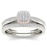 Golden Yaffie Cushion Bridal Set with 1/4ct of Shimmering Diamonds