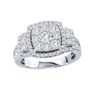 Multi-Faceted Yaffie Diamond Ring in White Gold with 1.5 ct Total Diamond Weight
