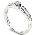 Elegant Yaffie Bypass Cluster Engagement Ring with 1/10ct TDW Diamonds in White Gold
