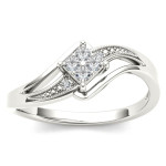 Dazzling Yaffie Engagement Ring with 1/10ct TDW Diamond Bypass in White Gold
