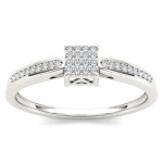White Gold 1/10ct TDW Diamond Cluster Engagement Ring - Custom Made By Yaffie™