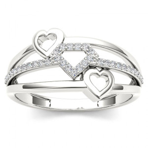 Heart Fashion Ring with Split Shank and 1/10ct TDW in Yaffie White Gold