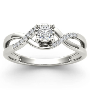 Dazzling Yaffie Diamond Criss-Cross Ring in White Gold with a Delicate 1/20ct TDW