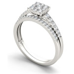 Sparkling Yaffie Cluster Engagement Ring Set with 1/2ct TDW White Gold Diamonds
