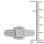 Sparkling Yaffie Engagement Ring with White Gold and 1/2ct TDW Diamond Cluster Halo