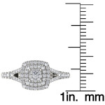 White Gold 1/2ct TDW Diamond Cushion Shape Double Halo Engagement Ring by Yaffie