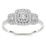 Yaffie Dazzling White Gold Engagement Ring with 1/2ct TDW Diamond and Double Halo Sparkle!