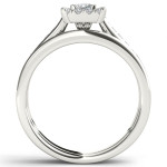 White Gold Engagement Ring with Diamond Halo and Matching Band - Half Carat Total Weight