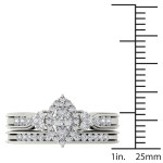 Elegant Yaffie Engagement Ring Set with 1/2ct TDW Diamond and Halo-framed Marquise Design in White Gold