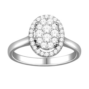 Yaffie Dazzling Oval Cluster Diamond Engagement Ring in White Gold, 1/2ct TDW