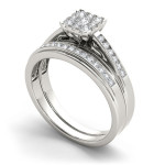 Bridal Set with Square Shaped 1/2ct TDW Diamonds in Yaffie White Gold