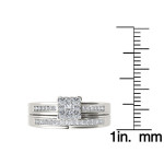Bridal Set with Square Shaped 1/2ct TDW Diamonds in Yaffie White Gold