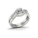 Sparkling Promise: Yaffie White Gold Diamond Bridal Set with 1/3ct TDW in Bypass Design