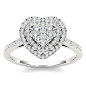 Heart-Shaped Diamond Cluster Engagement Ring by Yaffie in White Gold