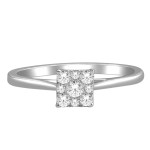 Dazzling Yaffie Diamond Ring in White Gold with 1/4 Carat Total Diamond Weight Cluster