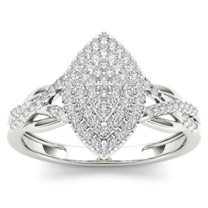 White Gold 1/4ct TDW Diamond Cluster Halo Engagement Ring - Custom Made By Yaffie™