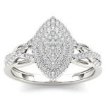 Yaffie Sparkling White Gold Halo Engagement Ring with 1/4ct TDW Diamonds