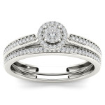 Bridal Ring Set: Yaffie White Gold Single Halo Diamond Sparkle (.25ct TDW)