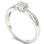 Diamond-trimmed Yaffie White Gold Ring for Engagement with a Three-Stone Charm