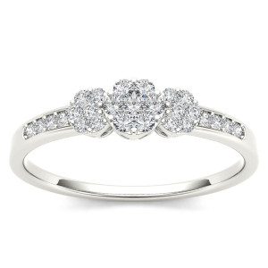 Dainty Diamond Cluster in Yaffie White Gold Engagement Ring with 1/5ct TDW