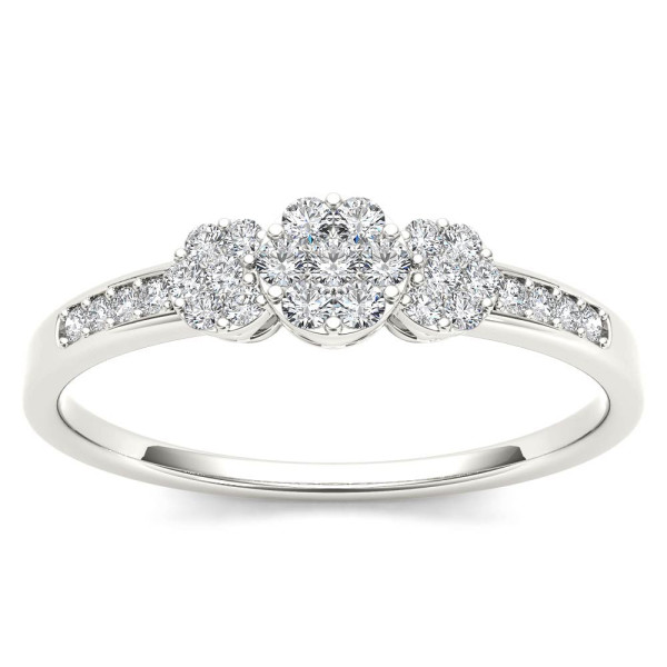 Dainty Diamond Cluster in Yaffie White Gold Engagement Ring with 1/5ct TDW