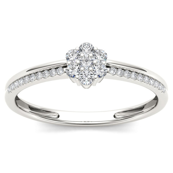 Stylish Cluster Ring with 1/5ct TDW Diamonds in White Gold by Yaffie