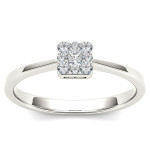 White Gold Diamond Cluster Ring by Yaffie - 1/6ct TDW
