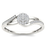 Dazzling Yaffie Cluster Diamond Fashion Ring in 1/8ct White Gold