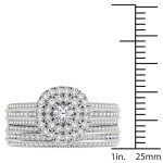 Double the Glamour with Yaffie White Gold Diamond Engagement Ring and Band Set - 1ct Total Weight